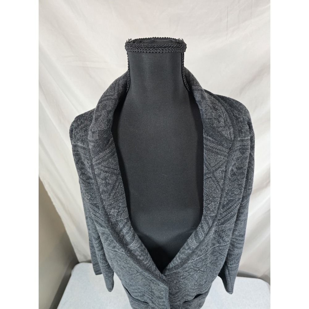 Prana Womens Cardigan Jacket Size Small S Charcoal Gray Aztec Design‎ Wool Blend